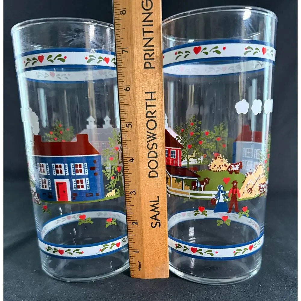 Vintage Tiara Indiana Glass Rural Blue Colonial Farm Canisters Set 2 NO LIDS